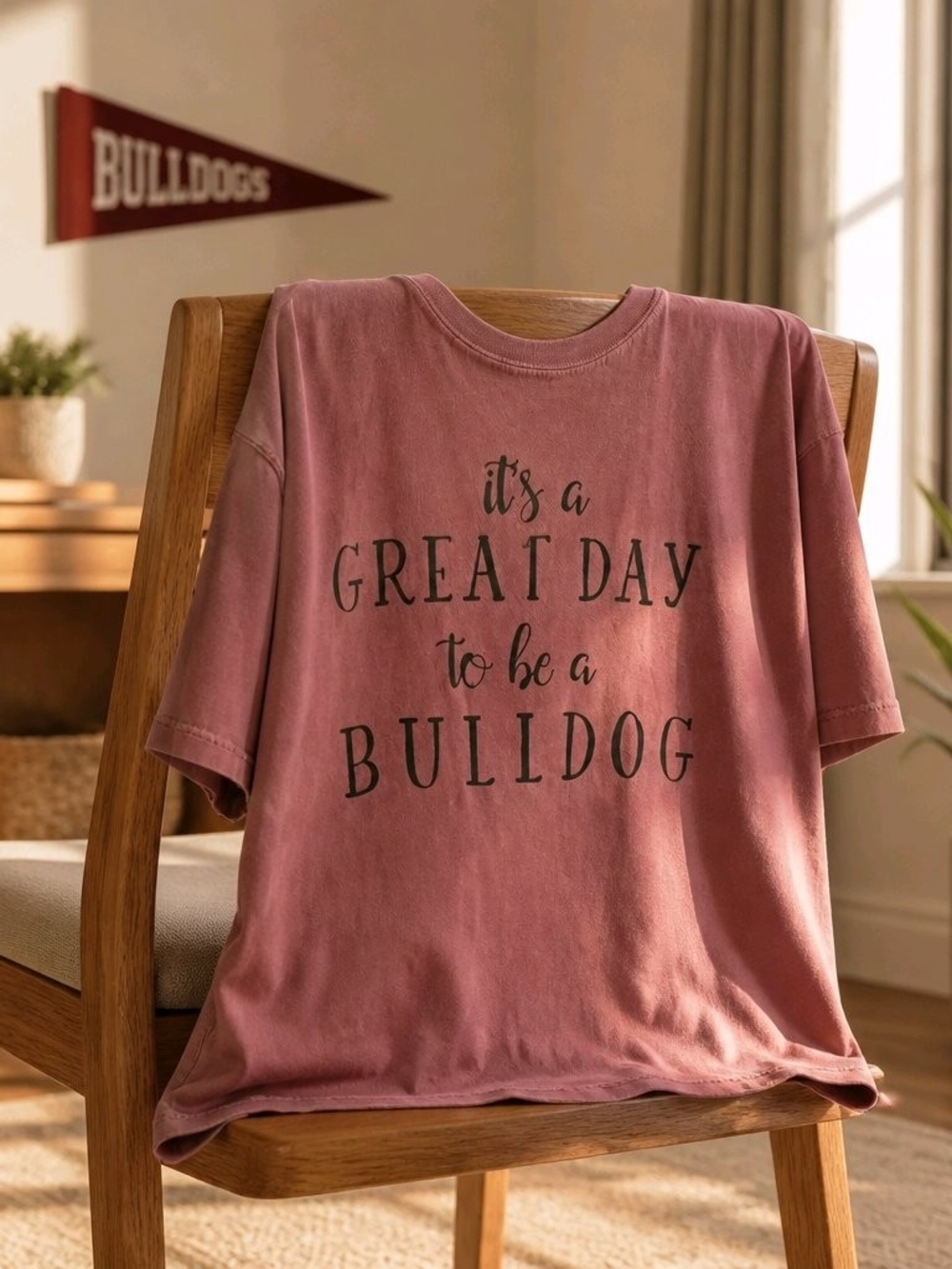 Comfort Colors Vintage Rose 'It's a Great Day to be a Bulldog' Short Sleeve Tee